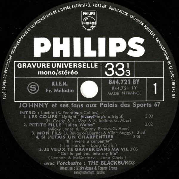 LP Au Palais des Sports 1967  Philips 844 721 BY