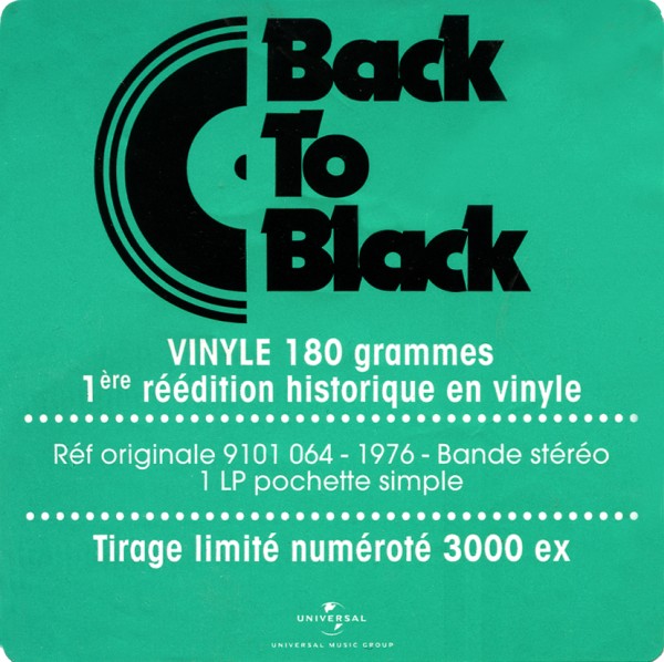 LP Back to black Derrire l'amour Universal 531 662-4