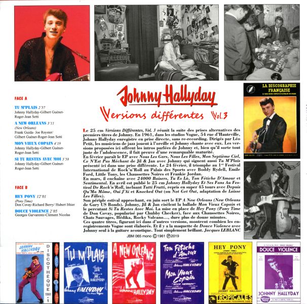 LP Johnny Hallyday Versions diffrentes Vol 3 JBM 065