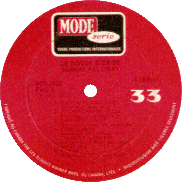 LP Vogue MD-3020 Le disque d'or de Johnny Hallyday Stro
