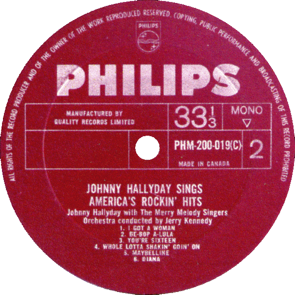 LP Philips PHM-200-019 Johnny Hallyday Sings America's rockin' hits