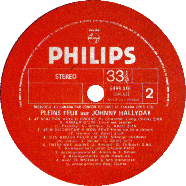 LP Philips 6641 022 Pleins feux sur Johnny Hallyday