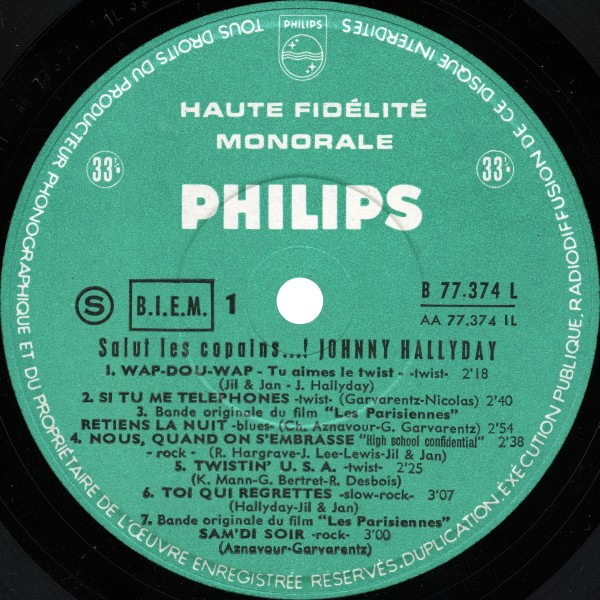 LP  Salut les copains!  de luxe Philips B 77 374 L