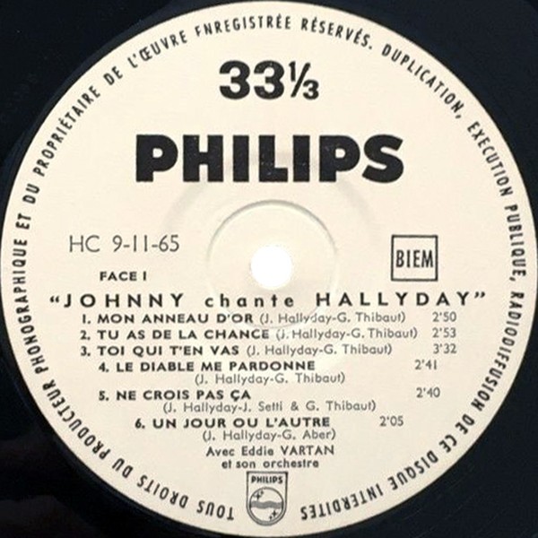 LP Johnny chante Hallyday version carton B 77746 L
