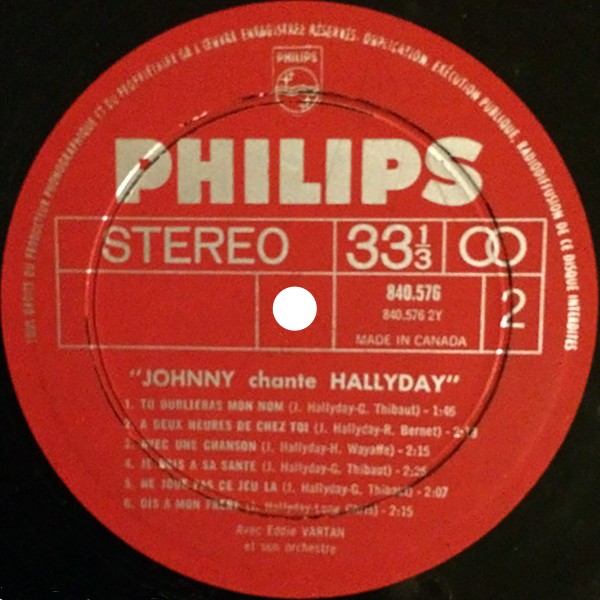 LP Canada Johnny chante Hallyday carton Philips 840 576