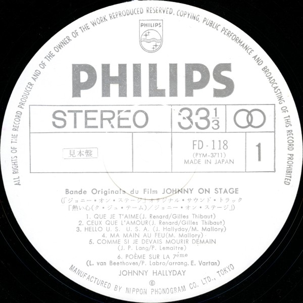 Bande originale du film Johnny On Stage Philips FD-118