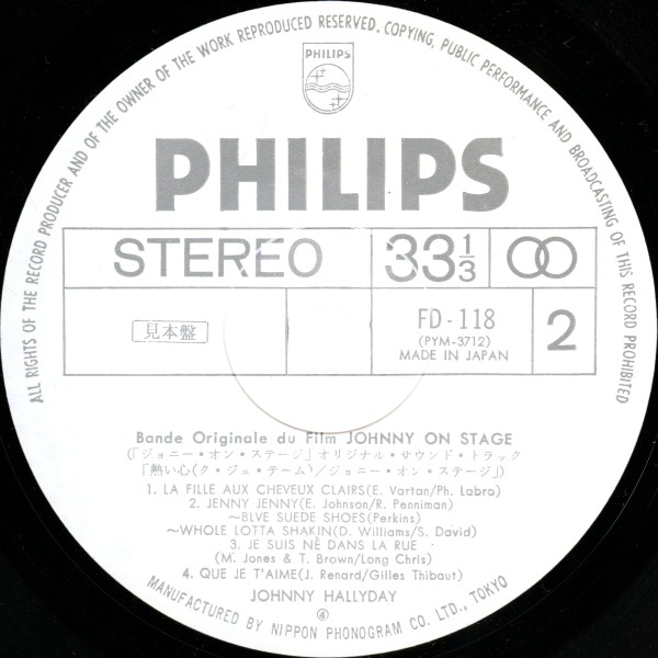 Bande originale du film Johnny On Stage Philips FD-118