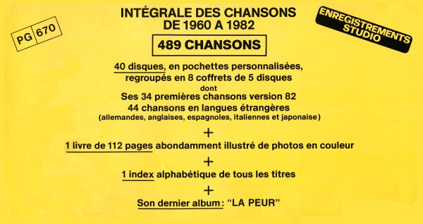 Coffret Intégrale des chansons 1960-1982