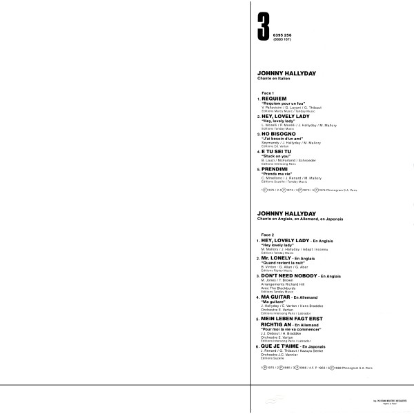 Intégrale des chansons 1960-1982 - Coffret 8 Johnny 1982 Et chansons en versions étrangéres de 19621982 - LP 3