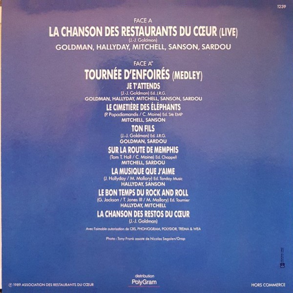 SP Promo Tournée d'enfoirés Philips 1239