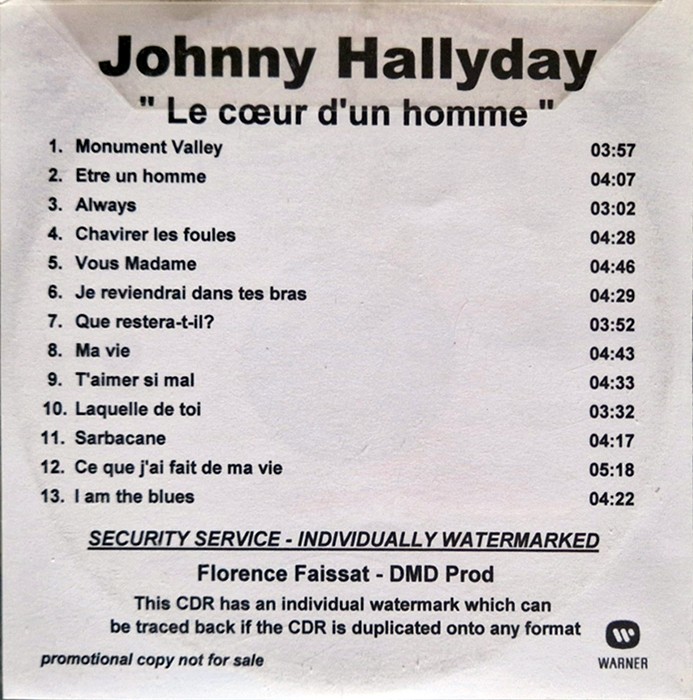 CD promo Le coeur d'un homme Warner