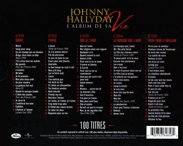 Coffret 5 CD Johnny Hallyday ''Best Of Années 60'': Johnny