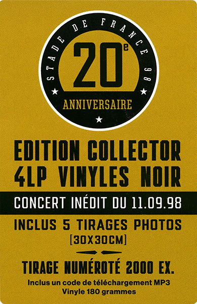 Coffret 4 LP Universal Stade de France 98 20° anniversaire 538 5244