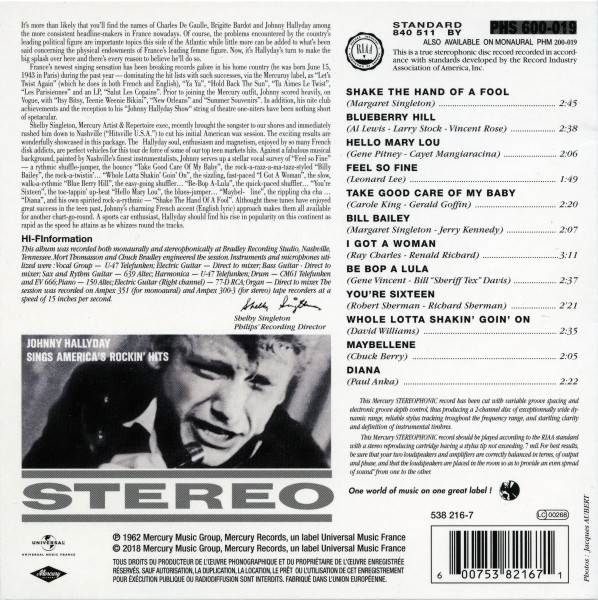 CD  papersleeve Universal  Sings America's rockin' hits 538 216-7