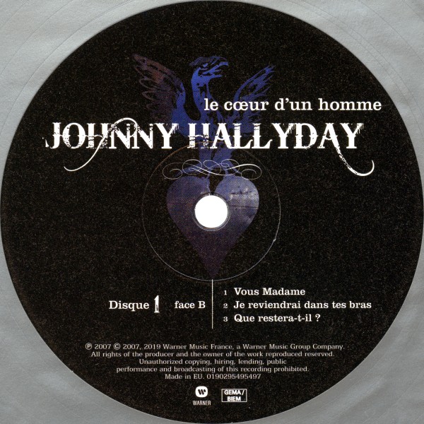 LP couleur Le coeur d'un homme  Warner 0190295495497