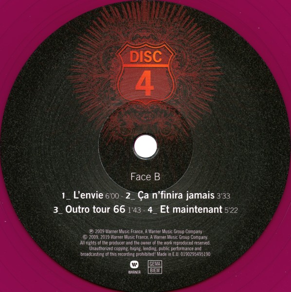 LP couleur Tour 66 Stade de France 2009 Warner 0190295495190