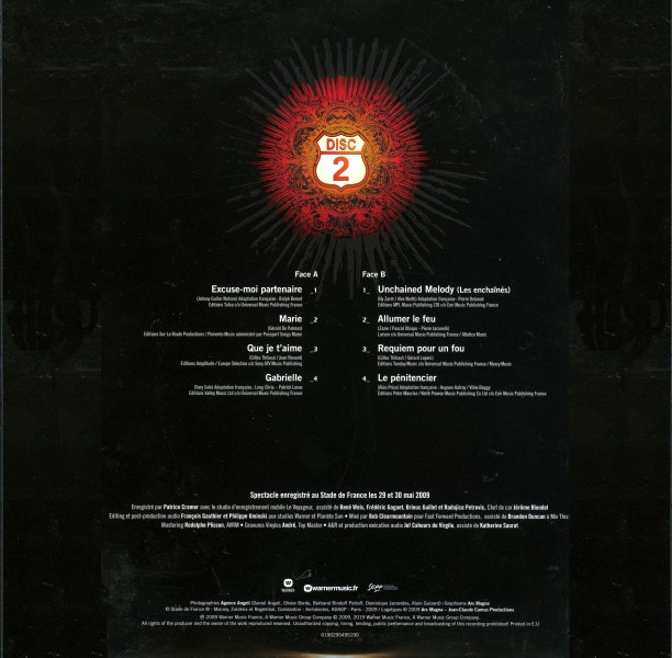 LP couleur Tour 66 Stade de France 2009 Warner 0190295495190