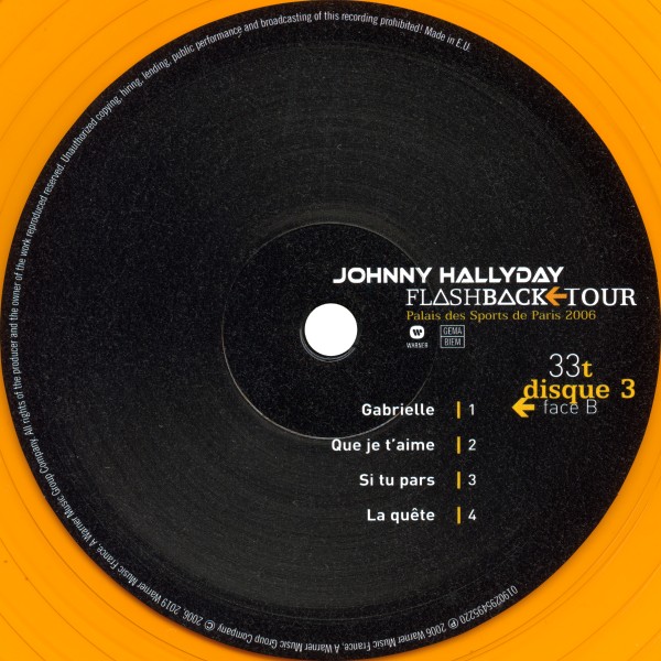 LP couleur Flashback Tour Palais des Sports 2006 Warner 0190295495220