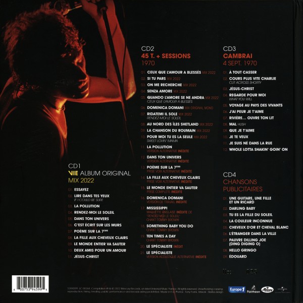 Livre-disque Universal 539 4599 Johnny Hallyday 70 - Vie
