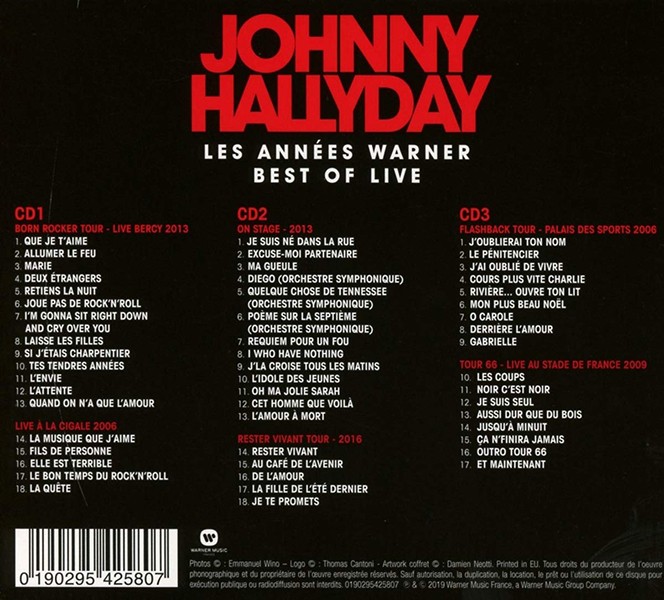 CD  Les années Warner Best of live Warner 0190295 425807