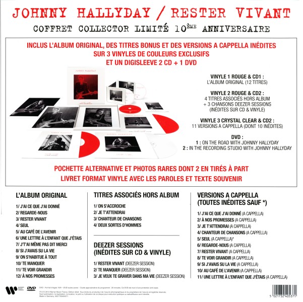 Coffret LP-CD-DVD Rester vivant 10é anniversaire Warner 5021732 405371