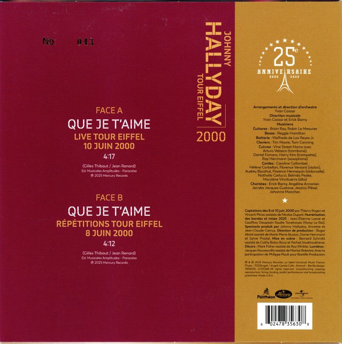 SP Que je t'aime Universal 7835 630