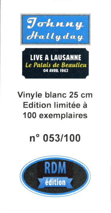 LP 25 cm Live  Lausanne Le Palais de Beaulieu 04 avril 1962 RDM Edition LP 004