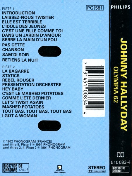 Cassette Johnny  l'Olympia Philips 510 083-4